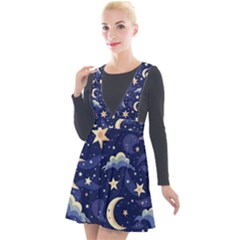 Night Moon Seamless Plunge Pinafore Velour Dress