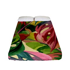 Monstera Colorful Leaves Foliage Fitted Sheet (full/ Double Size) by Maspions