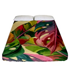 Monstera Colorful Leaves Foliage Fitted Sheet (king Size) by Maspions