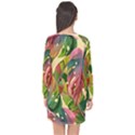 Monstera Colorful Leaves Foliage Long Sleeve Chiffon Shift Dress  View2