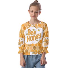 Bee Honey Honeycomb Hexagon Kids  Cuff Sleeve Top