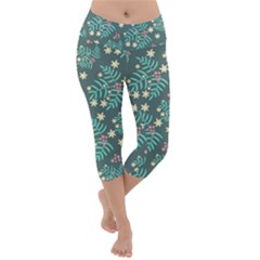 Illustration Pattern Seamless Lightweight Velour Capri Yoga Leggings