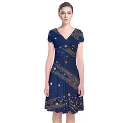 Starsstar Glitter Short Sleeve Front Wrap Dress