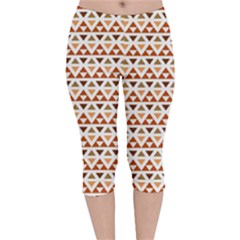 Geometric Tribal Pattern Design Velvet Capri Leggings 