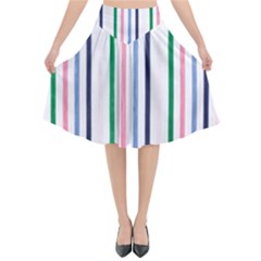 Stripes Pattern Abstract Retro Vintage Flared Midi Skirt