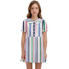 Stripes Pattern Abstract Retro Vintage Kids  Sweet Collar Dress