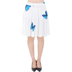 Butterfly-blue-phengaris Velvet High Waist Skirt