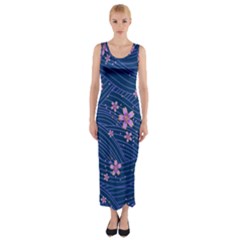 Flowers Floral Background Fitted Maxi Dress