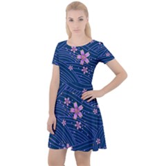 Flowers Floral Background Cap Sleeve Velour Dress 