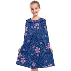 Flowers Floral Background Kids  Midi Sailor Dress