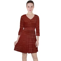 Grid Background Pattern Wallpaper Quarter Sleeve Ruffle Waist Dress