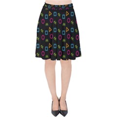 Background Ornamental Pattern Velvet High Waist Skirt