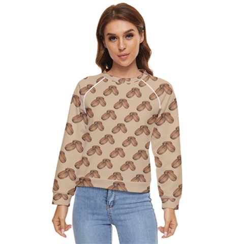 Coffee Beans Pattern Texture Women s Long Sleeve Raglan T-shirt by Maspions