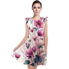 Flora Floral Flower Petal Tie Up Tunic Dress