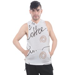 Seamless Pattern Coffee Text Men s Sleeveless Hoodie by Maspions