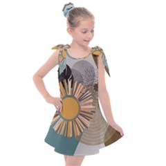 Boho Leaves Botanical Retro Vintage Kids  Tie Up Tunic Dress