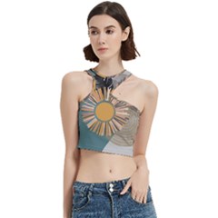 Boho Leaves Botanical Retro Vintage Cut Out Top by Maspions