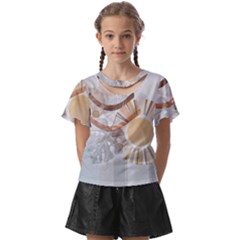 Boho Background Leaves Botanical Kids  Front Cut T-shirt