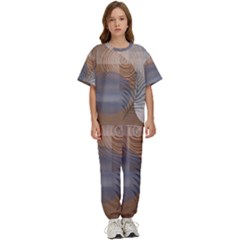 Boho Background Leaves Botanical Retro Vintage Art Kids  T-shirt And Pants Sports Set