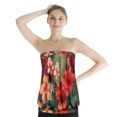 Tropical Flower Bloom Strapless Top