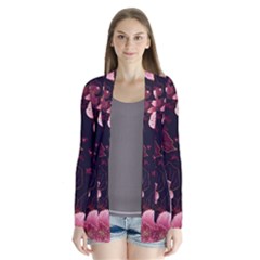 Flower Sakura Bloom Drape Collar Cardigan