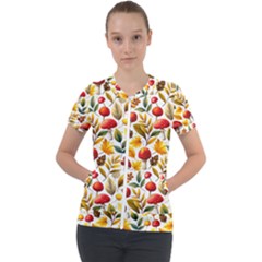 Mushroom Autumn Fall Short Sleeve Zip Up Jacket