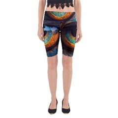 Eye Bird Feathers Vibrant Yoga Cropped Leggings