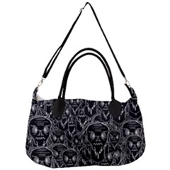 Old Man Monster Motif Black And White Creepy Pattern Removable Strap Handbag by dflcprintsclothing