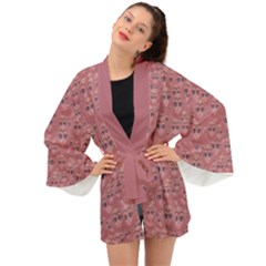 Sweet Emoji Canvas Print Pattern Long Sleeve Kimono by dflcprintsclothing