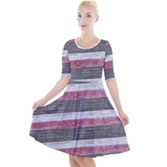 Vintage Vibrant Stripes Pattern Print Design Quarter Sleeve A-line Dress by dflcprintsclothing