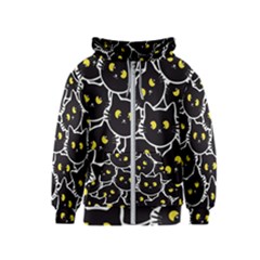 Cat Pattern Pet Drawing Eyes Kids  Zipper Hoodie by Maspions