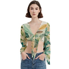 Flowers Spring Trumpet Sleeve Cropped Top