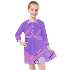 Colorful Labstract Wallpaper Theme Kids  Quarter Sleeve Shirt Dress by Apen