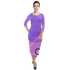 Colorful Labstract Wallpaper Theme Quarter Sleeve Midi Velour Bodycon Dress