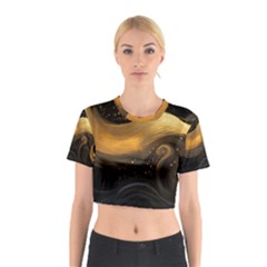 Abstract Gold Wave Background Cotton Crop Top