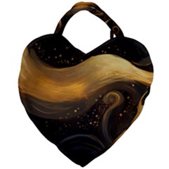 Abstract Gold Wave Background Giant Heart Shaped Tote