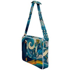 Waves Ocean Sea Abstract Whimsical Art Cross Body Office Bag by Maspions