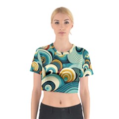 Wave Waves Ocean Sea Abstract Whimsical Cotton Crop Top