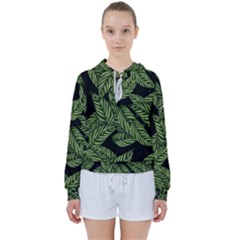 Background Pattern Leaves Texture Women s Tie Up Sweat