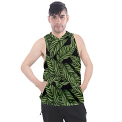 Background Pattern Leaves Texture Men s Sleeveless Hoodie by Maspions