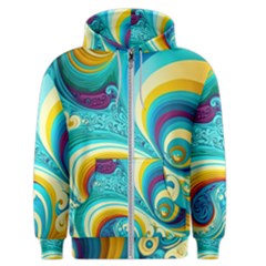 Abstract Waves Ocean Sea Whimsical Men s Zipper Hoodie