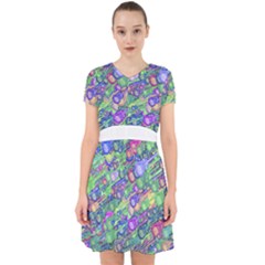 Sktechy Style Guitar Drawing Motif Colorful Random Pattern Wb Adorable In Chiffon Dress by dflcprintsclothing