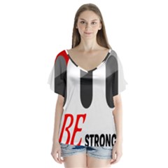 Be Strong V-neck Flutter Sleeve Top