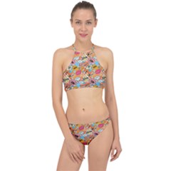 Pop Culture Abstract Pattern Halter Bikini Set by designsbymallika