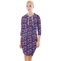 Trippy Cool Pattern Quarter Sleeve Hood Bodycon Dress by designsbymallika