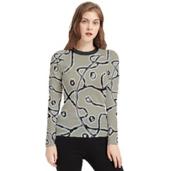 Sketchy Abstract Artistic Print Design Women s Long Sleeve Rash Guard by dflcprintsclothing