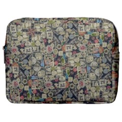 Sticker Collage Motif Pattern Black Backgrond Make Up Pouch (large)