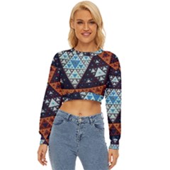 Fractal Triangle Geometric Abstract Pattern Lightweight Long Sleeve Sweatshirt by Cemarart