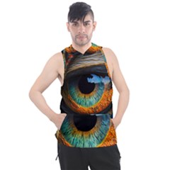 Eye Bird Feathers Vibrant Men s Sleeveless Hoodie by Hannah976