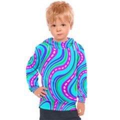 Swirls Pattern Design Bright Aqua Kids  Hooded Pullover by Ndabl3x